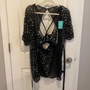 Two piece lingerie set robe and bodysuit